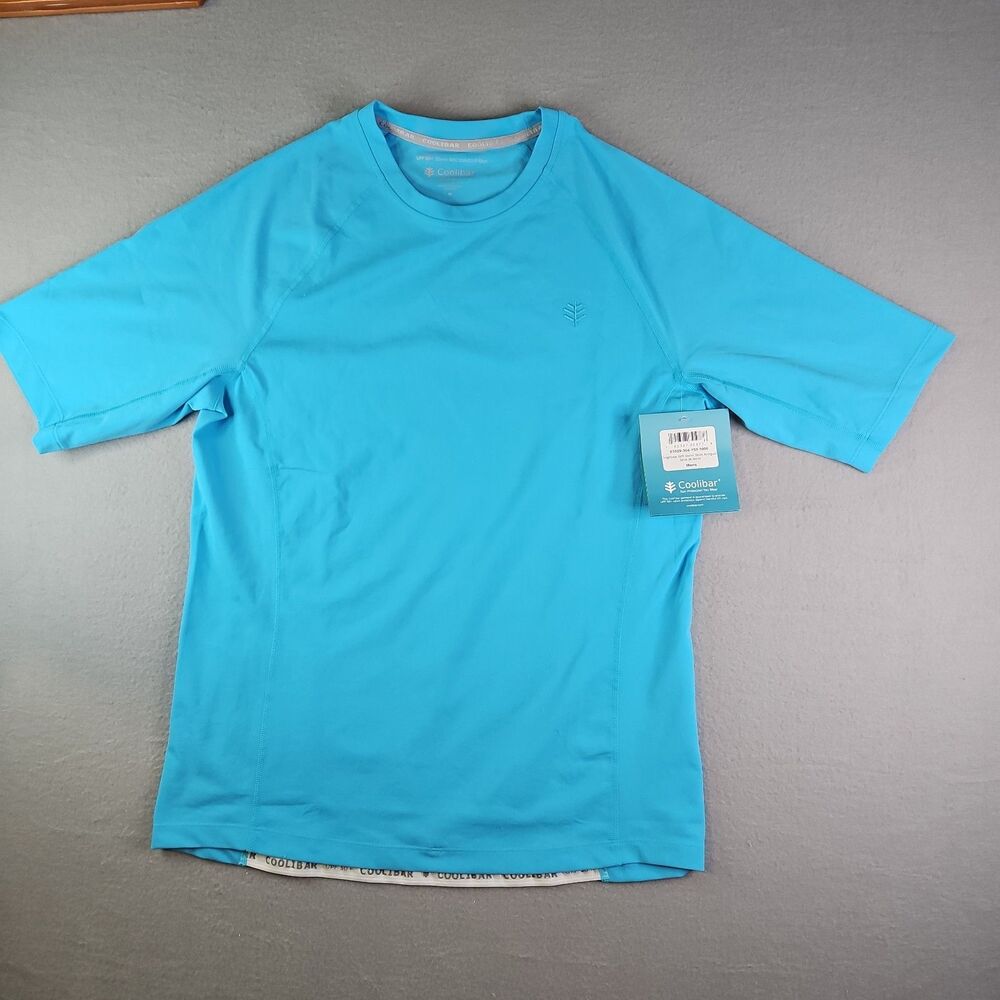 Men's Coolibar Hightide S/S Swim Shirt Blue M Solid